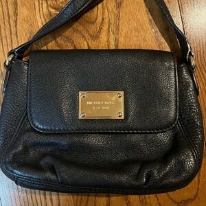 Michael Kors Black Leather Crossbody Bag with Gold Accents